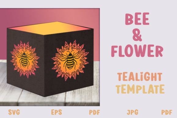 Bee and Flower Tealight Box SVG