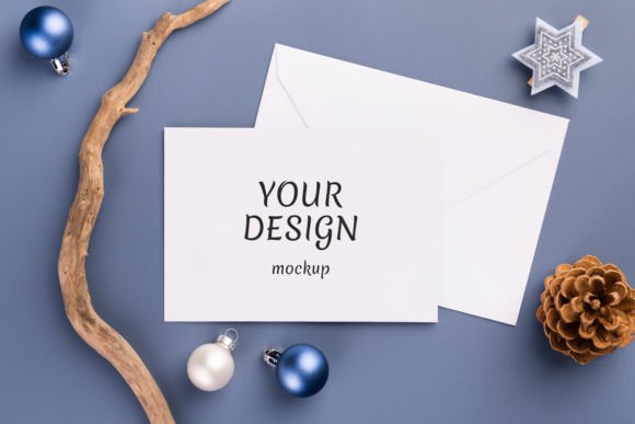 Christmas Card Mockup on Blue 12: A Design Essential