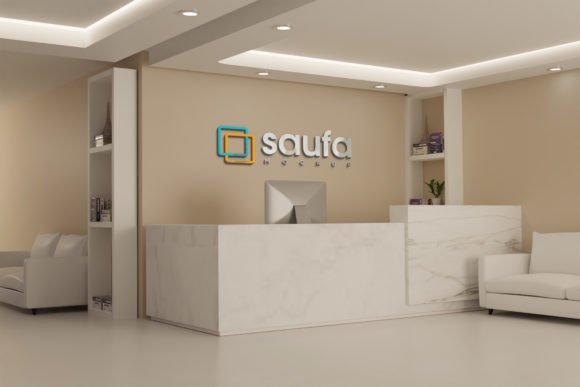 Elevating Brand Identity with a Mockup Logo on Receptionist Room Displays